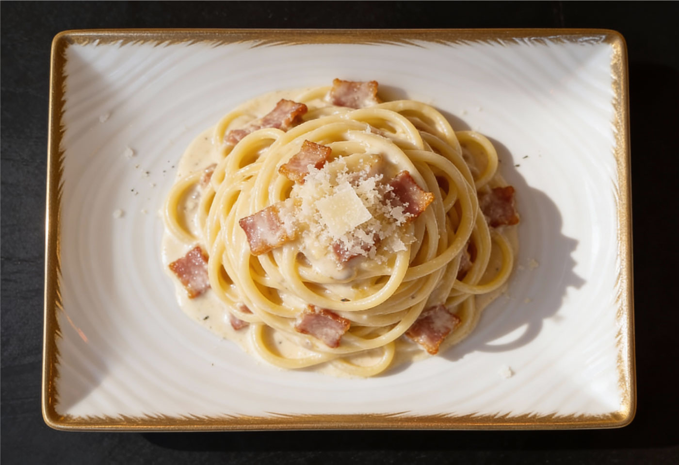 Linguine faites maison à la carbonara française – à La Frégate, brasserie conviviale