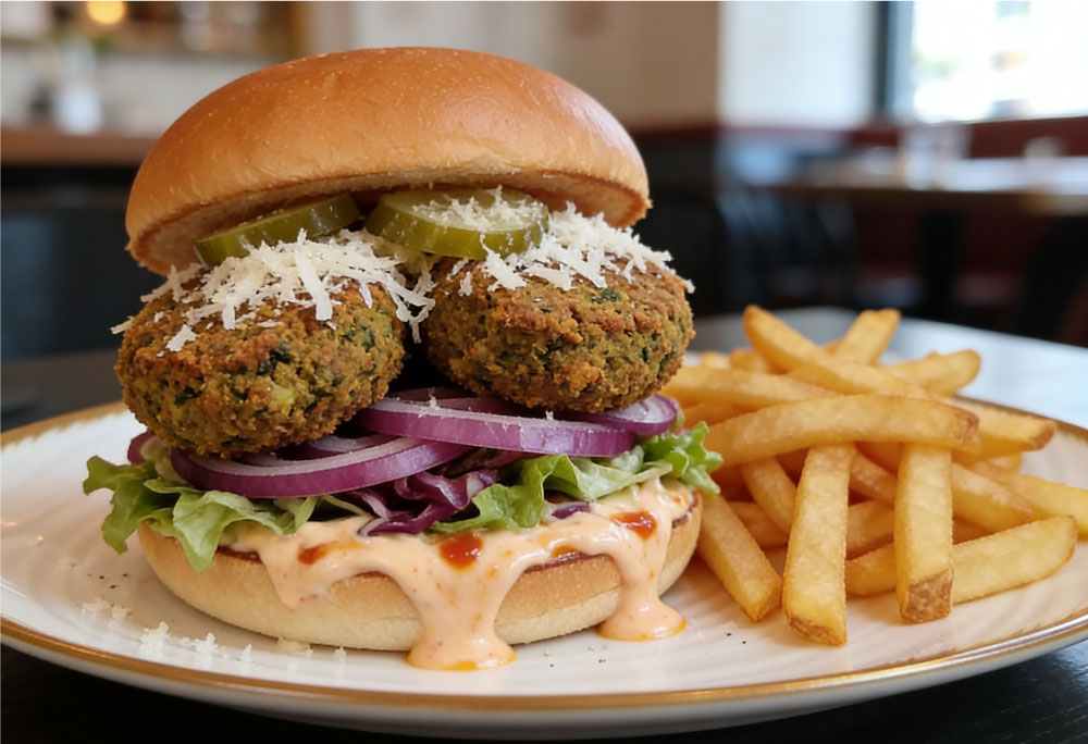 Veggie burger aux falafels – à La Frégate, brasserie conviviale
